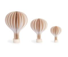 28974 SET/3 MONGOLFIERE BEIGE CON BASE LEGNO